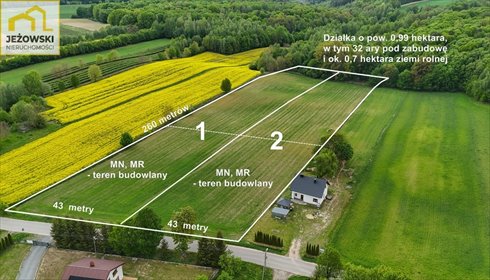Duża działka 0,99 ha z możliwością zabudowy i podziału działka Stanisławka