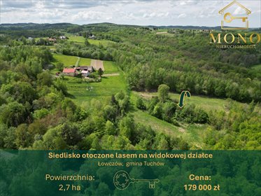 Malownicza działka 2,7 ha z widokami i lasem działka Łowczów