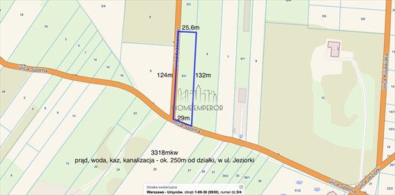 Do sprzedania działka 3370 m² w Warszawie z mediami działka Warszawa, Ursynów, Jeziorki, Sporna