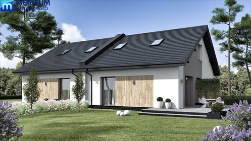Nowoczesny bliźniak 125 m2 z dużą działką i poddaszem do własnej aranżacji dom Osowiec