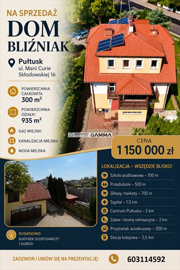 Dom bliźniaczy 245 m² z garażem i ogrodem (Pułtusk) dom Pułtusk, Pułtusk, Marie Skłodowskiej-Curie