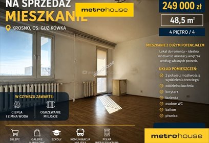 Krosno, 48,5 m², do remontu, balkon - polecam mieszkanie Krosno