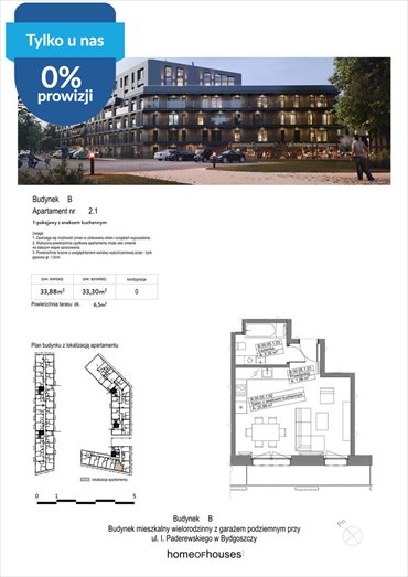 Zapraszam do obejrzenia 33,3 m² mieszkania na sprzedaż w Bydgoszczy mieszkanie Bydgoszcz, Bartodzieje, Ignacego Paderewskiego