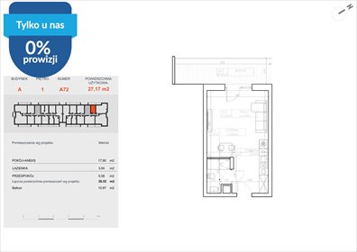 Nowoczesny 26,95 m² w Bielawach z klimatyzacją polecam! mieszkanie Bydgoszcz, Bielawy, Jana Karola Chodkiewicza