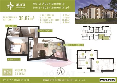 Ekskluzywny apartament 38,87 m² w Nałęczowie - polecam mieszkanie Nałęczów, Henryka Wiercieńskiego