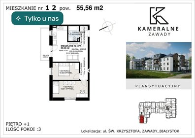 mieszkanie na sprzedaż 56m2 mieszkanie Białystok, Zawady