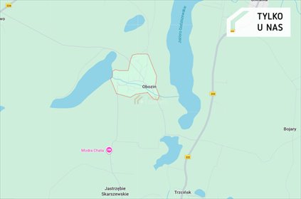 Na sprzedaż duża działka 3299 m² w Obozinie z lasami i jeziorami działka Obozin