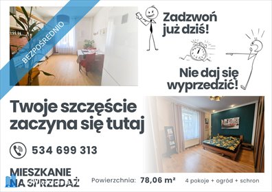Przestronne 4-pokojowe mieszkanie z bunkrem i ogrodem mieszkanie Zabrze, Wolności
