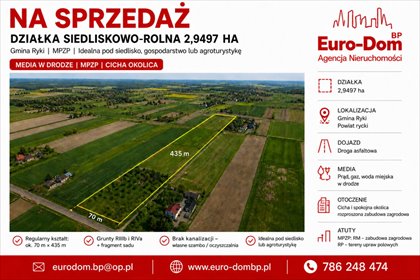 Przestronna działka rolno-siedliskowa z potencjałem działka Ryki