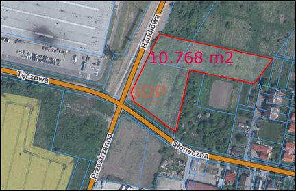 Działka usługowa 10 768 m² w Bielanach Wrocławskich. działka Bielany Wrocławskie, Słoneczna