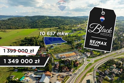 działka na sprzedaż 10657m2 działka Rabka-Zdrój, Zakopiańska