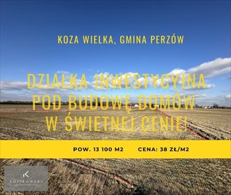 Działka inwestycyjna 13 100 m² w Koza Wielka (media, warunki zabudowy) działka Koza Wielka