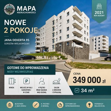 Polecam nowe 2-pokojowe mieszkanie 34 m² na Górczynie mieszkanie Gorzów Wielkopolski, Górczyn, Jana Dekerta