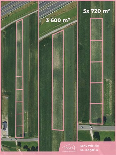 działka na sprzedaż 720m2 działka Łany Wielkie, Łabędzka