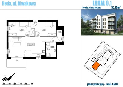 Polecam 3-pokojowe mieszkanie 55,2 m² w Redzie mieszkanie Reda, Biwakowa