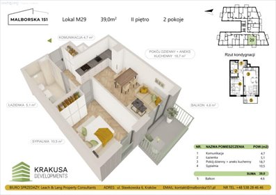 Nowoczesne 2-pokojowe mieszkanie z balkonem - Kraków mieszkanie Kraków, Podgórze Duchackie, Wola Duchacka, Malborska