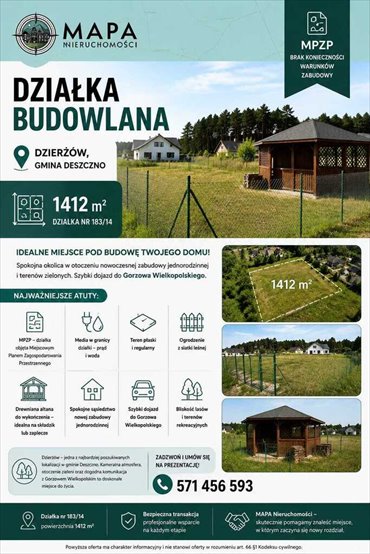 Zapraszam do obejrzenia działki 1412 m² w Dzierżowie działka Dzierżów