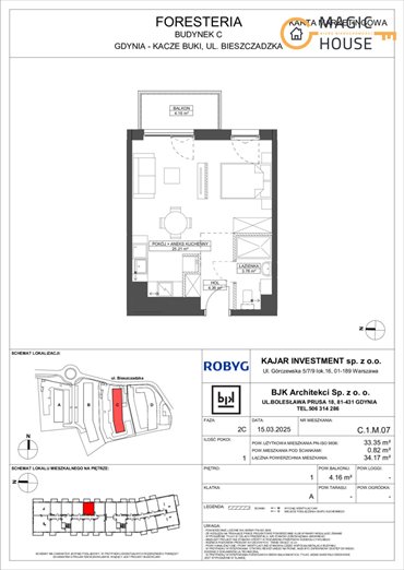 mieszkanie na sprzedaż 33m2 mieszkanie Gdynia, Wielki Kack, Bieszczadzka