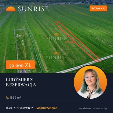 Do sprzedania działka 1895 m² w Ludźmierzu blisko lasu działka Ludźmierz, Kamieniec
