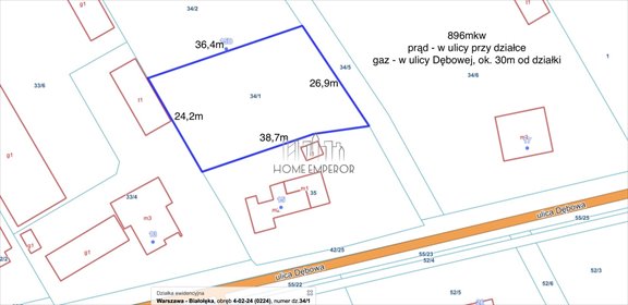 działka na sprzedaż 897m2 działka Warszawa, Białołęka, Choszczówka, Dębowa