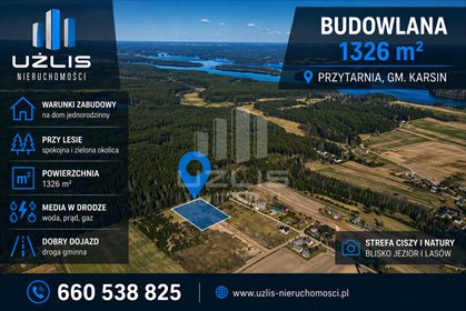 Działka 1326 m² z warunkami zabudowy, las, płaska, funkcjonalna działka Przytarnia