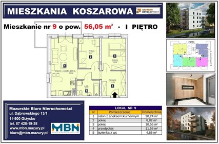 Nowoczesne 3-pokojowe mieszkanie z balkonem w Giżycku polecam! mieszkanie Giżycko, Giżycko, Giżycko