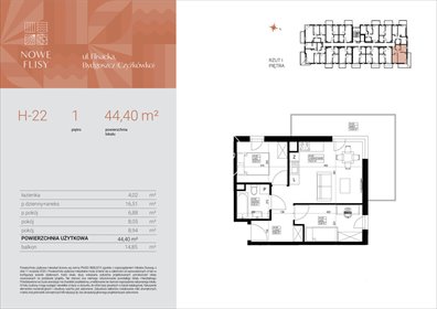 mieszkanie na sprzedaż 44m2 mieszkanie Bydgoszcz, Czyżkówko, Flisacka