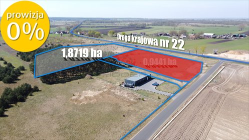 Grunt inwestycyjny 1,87 ha przy DK22, infrastruktura działka Karkoszów
