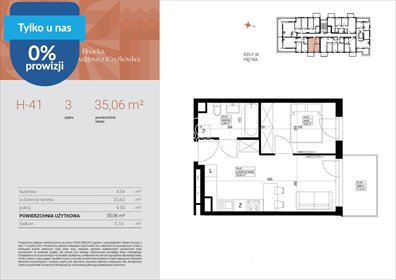 Przestronne 2-pokojowe mieszkanie 35,06 m² w Czyżkówku mieszkanie Bydgoszcz, Czyżkówko, Flisacka