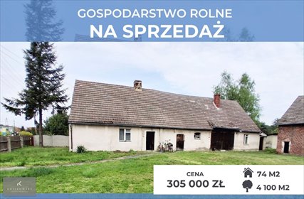 Dom z zabudowaniami na 41 arach, 74 m2, garaż i stodoła dom Gmina Pokój, 7890