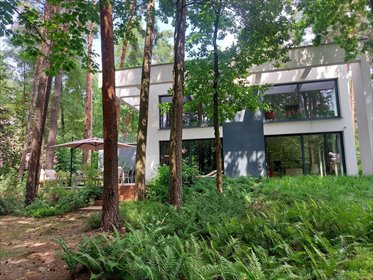 Nowoczesny dom z panoramicznymi oknami, 253m2, garaż, las dom Magdalenka, Paprociowa