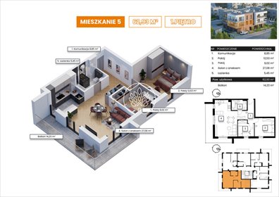 mieszkanie na sprzedaż 63m2 mieszkanie Bydgoszcz, Wyżyny, Łomżyńska