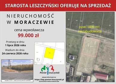 Działka pod zabudowę w Moraczewie, 1836 m2, atrakcyjna cena działka Moraczewo