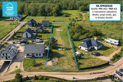 działka na sprzedaż 996m2 działka Domatówko, Nad Stawem