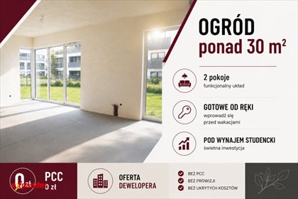 2-pokojowe mieszkanie z ogrodem 32 m² w Poznaniu mieszkanie Poznań, Naramowicka