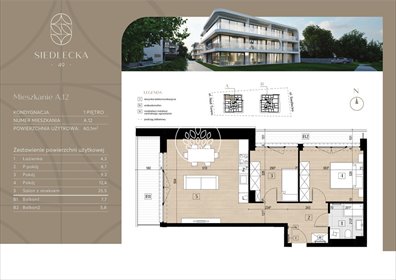 mieszkanie na sprzedaż 60m2 mieszkanie Bydgoszcz, Czyżkówko, Siedlecka