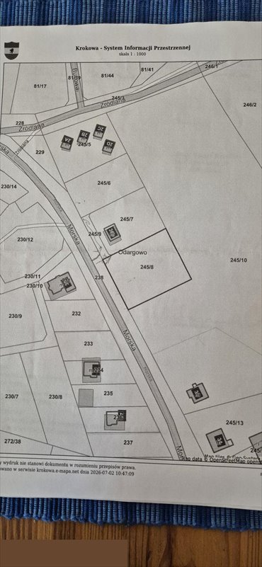 Do sprzedania działka 1676 m² z mediami i dostępem do ścieżki rowerowej działka Odargowo, Morska