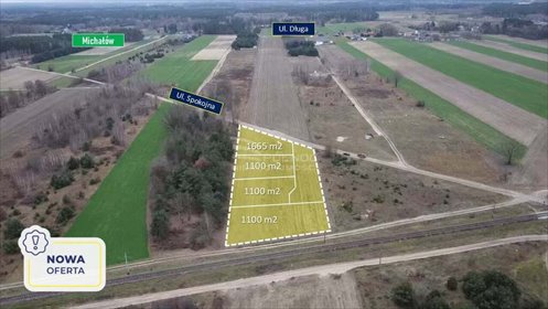 działka na sprzedaż 1100m2 działka Michałów, Spokojna