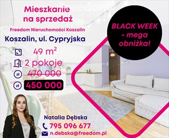 mieszkanie na sprzedaż 49m2 mieszkanie Koszalin, Cypryjska