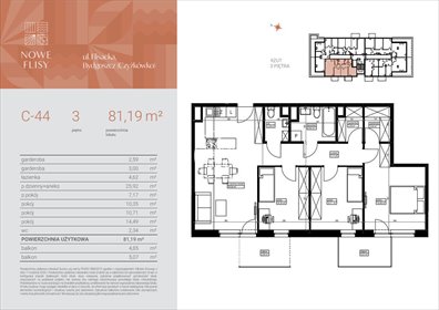 mieszkanie na sprzedaż 81m2 mieszkanie Bydgoszcz, Czyżkówko, Flisacka