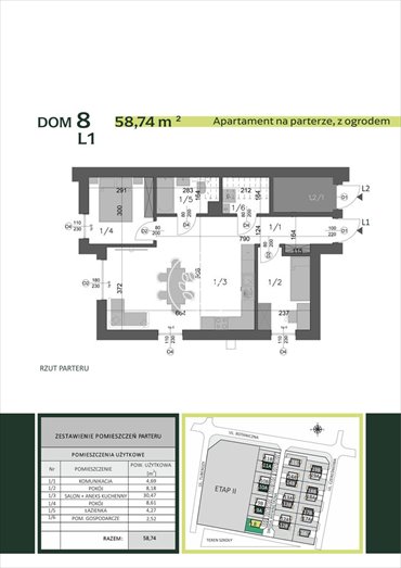 Parter z ogrodem 140 m², 4 pokoje, Osielsko mieszkanie Osielsko, Tuberozy