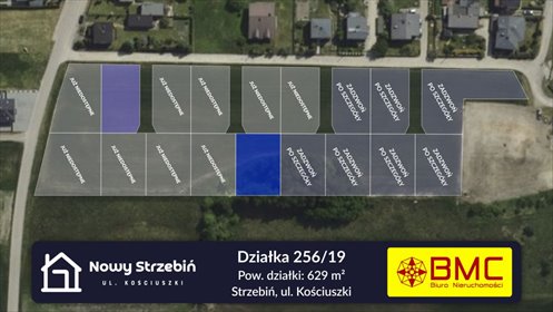 działka na sprzedaż 629m2 działka Strzebiń, Kościuszki