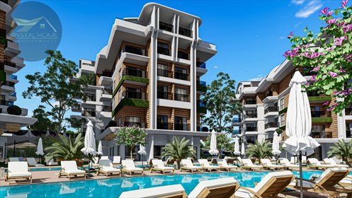 Na sprzedaż nowoczesny 1+1 apartament w Alanyi z zielonym terenem mieszkanie Alanya