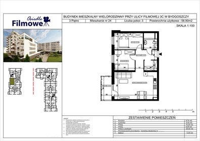mieszkanie na sprzedaż 59m2 mieszkanie Bydgoszcz, Bartodzieje Małe, Filmowa