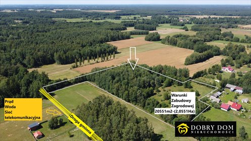 Działka 2,05 ha z warunkami zabudowy i mediami. działka Rafałówka