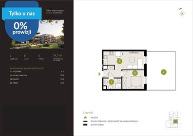 Dwupokojowe mieszkanie z dużym tarasem 26,2 m² w Bydgoszczy mieszkanie Bydgoszcz, Flisy, Mińska