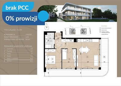 Na sprzedaż nowoczesne 3-pokojowe mieszkanie z ogródkiem i balkonem mieszkanie Bydgoszcz, Czyżkówko, Siedlecka