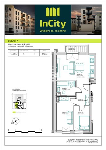 mieszkanie na sprzedaż 56m2 mieszkanie Bydgoszcz, Śródmieście, Tadeusza Kościuszki