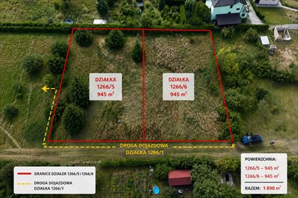 Dwie działki budowlane w Dolicach - 1890 m². działka Dolice, Pyrzycka
