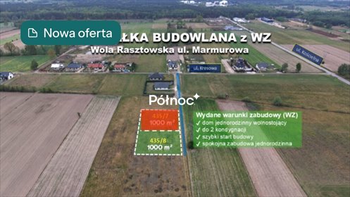 Polecam działkę budowlaną 1000 m² w Wola Rasztowska działka Wola Rasztowska, Marmurowa